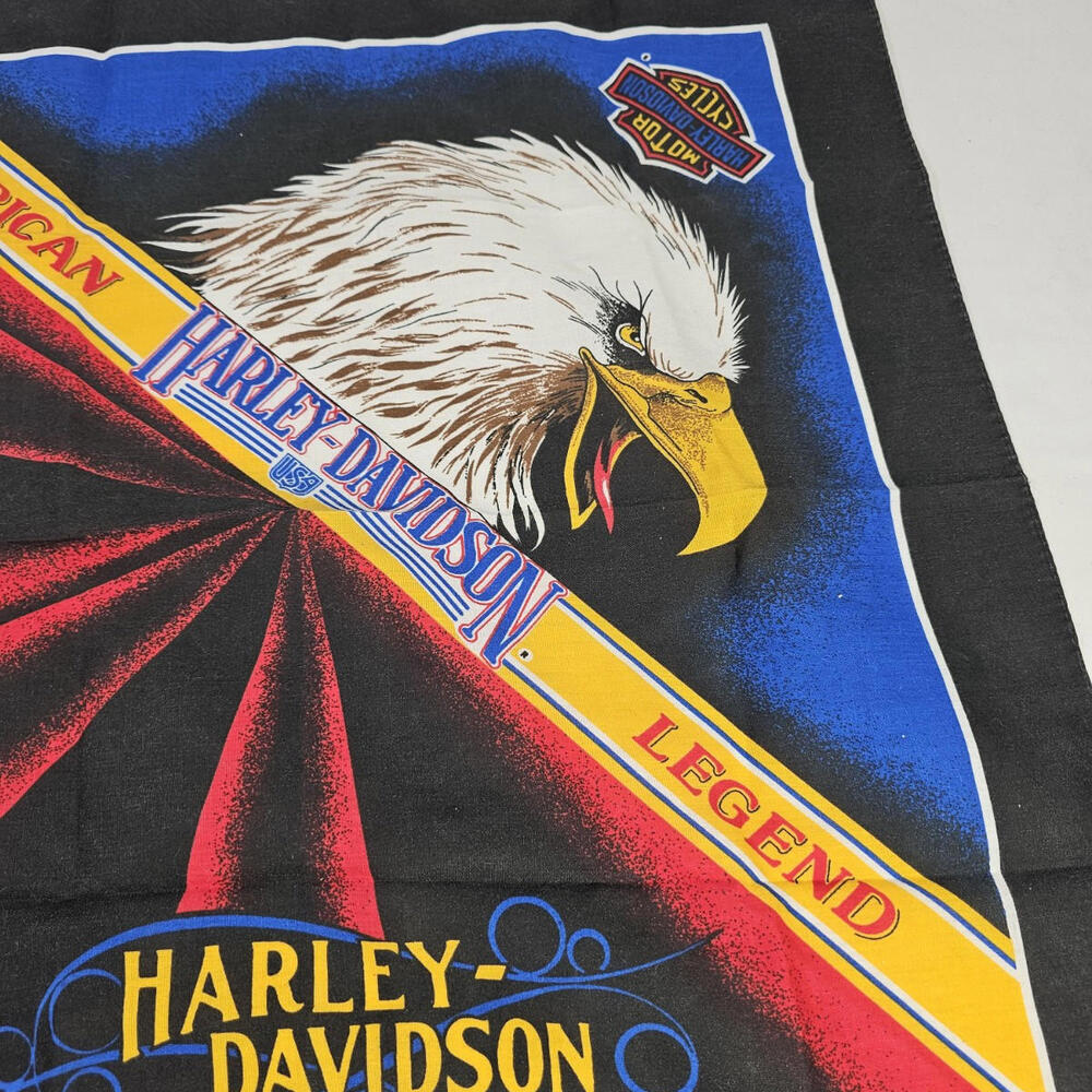 Vintage HARLEY DAVIDSON BANDANA "America Legend" MADE IN U.S.A. Black. - Picture 6 of 8